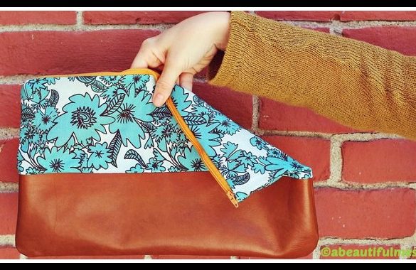 DIY Cotton Leather Clutch Purse