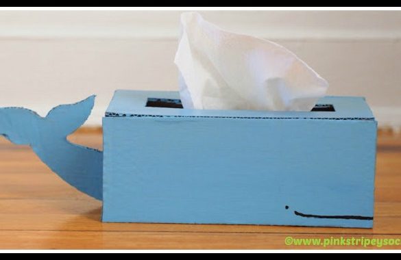 DIY Cardboard Whale Tissue Box Holder Tutorial