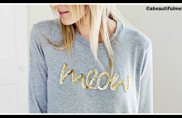 DIY Sequin Phrase Sweatshirt Tutorial