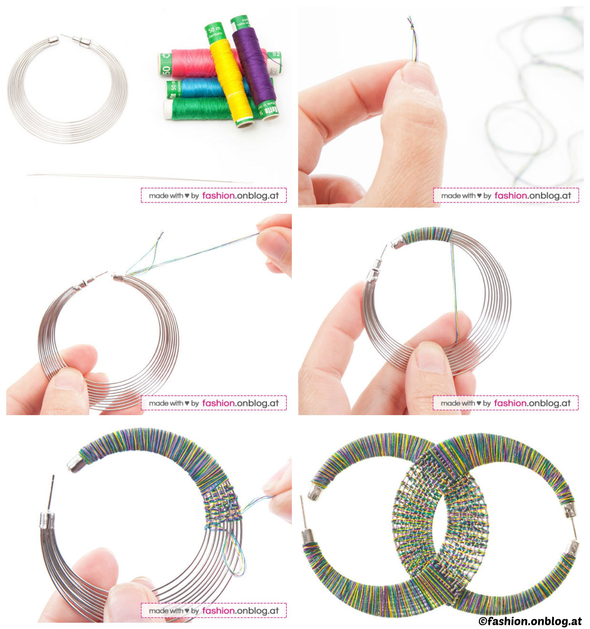 How to make Colorful Yarn Earrings