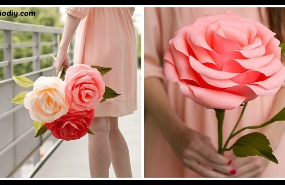 DIY Giant Crepe Paper Roses Tutorial