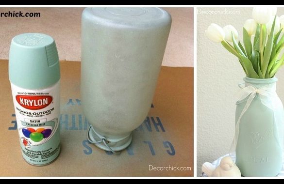 DIY Painted Mason Jar Vase Tutorial