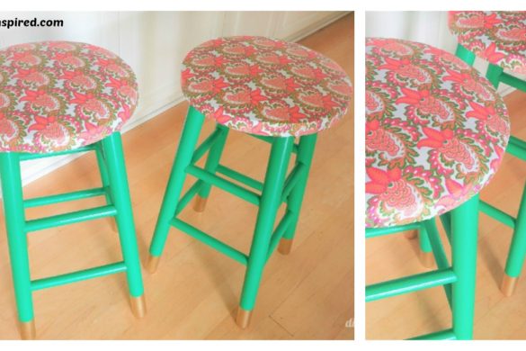 DIY Emerald Green Gold Stool Makeover Tutorial