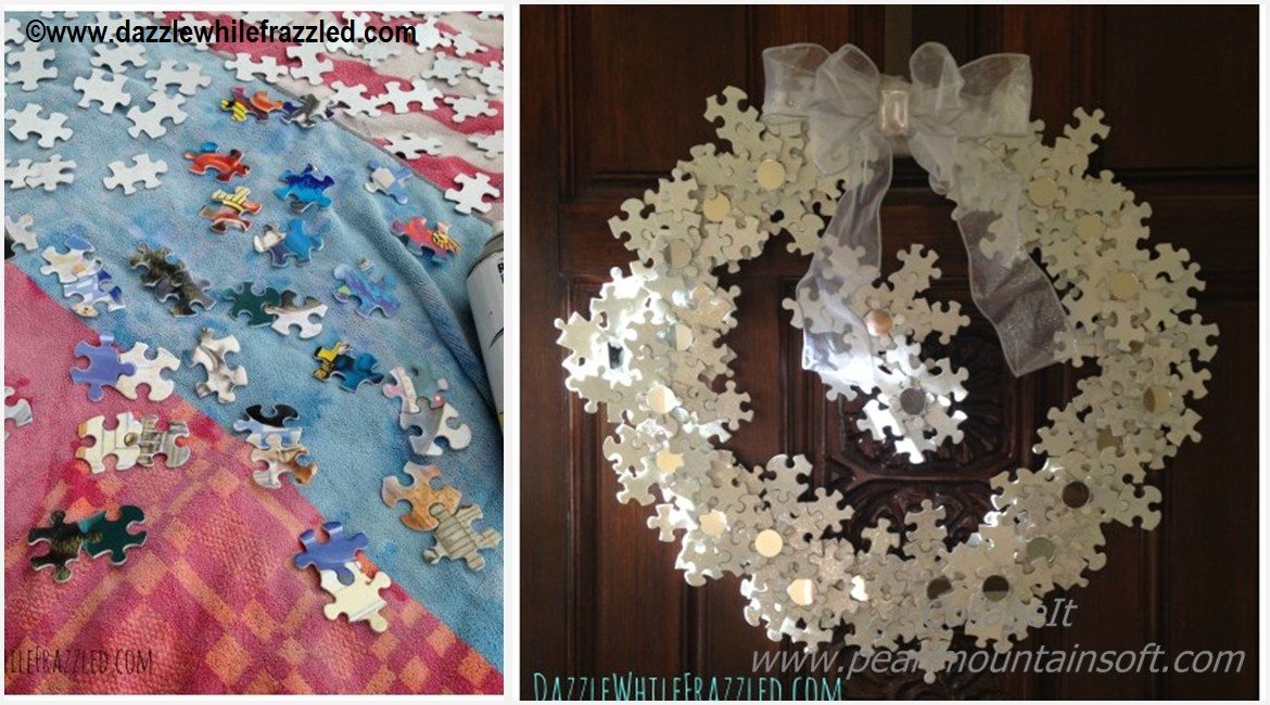 DIY Puzzle Winter Wreath Tutorial