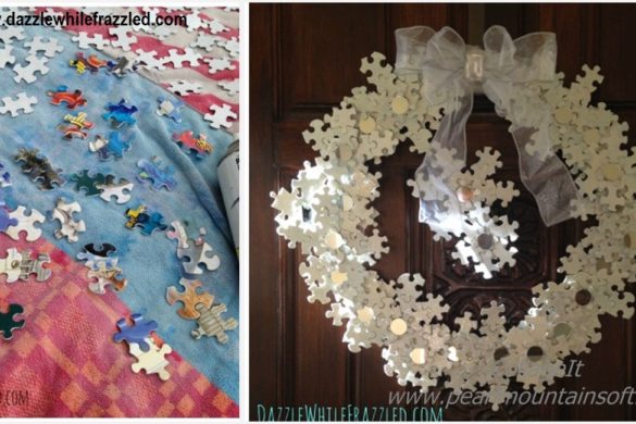 DIY Puzzle Winter Wreath Tutorial